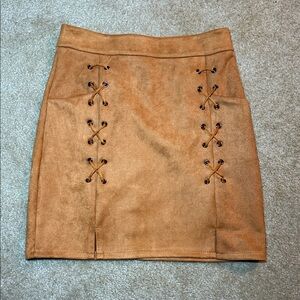 Tan Lace-Up Women's Skirt